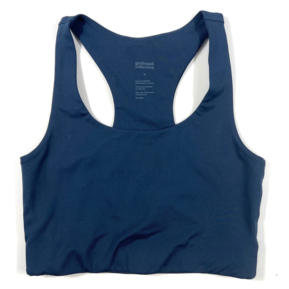 Girlfriend Collective Topanga Sports Bra Midnight Navy‎ Blue Small EUC